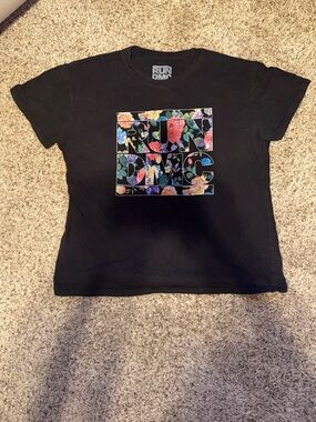RUN DMC Floral Logo Black Women's Tee